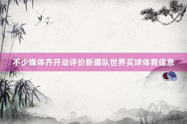 不少媒体齐开动评价新疆队世界买球体育信息