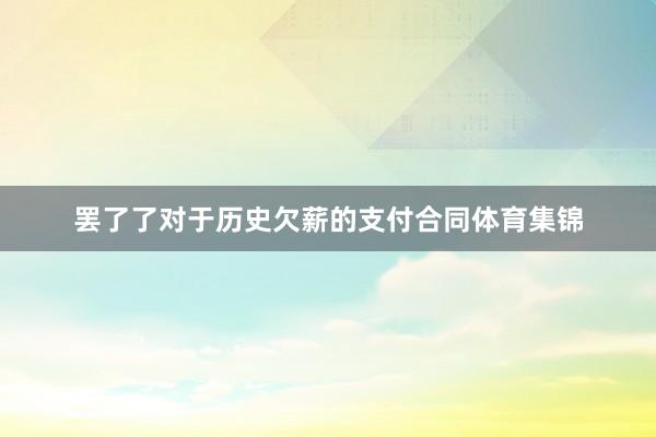 罢了了对于历史欠薪的支付合同体育集锦