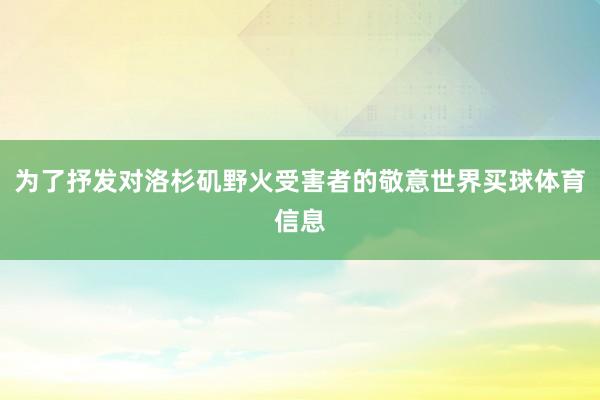 为了抒发对洛杉矶野火受害者的敬意世界买球体育信息