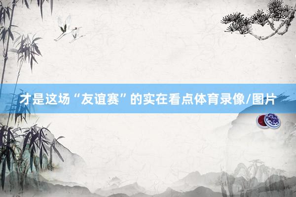 才是这场“友谊赛”的实在看点体育录像/图片