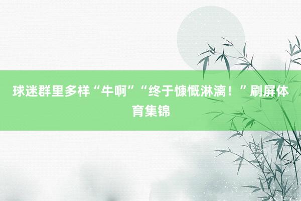 球迷群里多样“牛啊”“终于慷慨淋漓！”刷屏体育集锦
