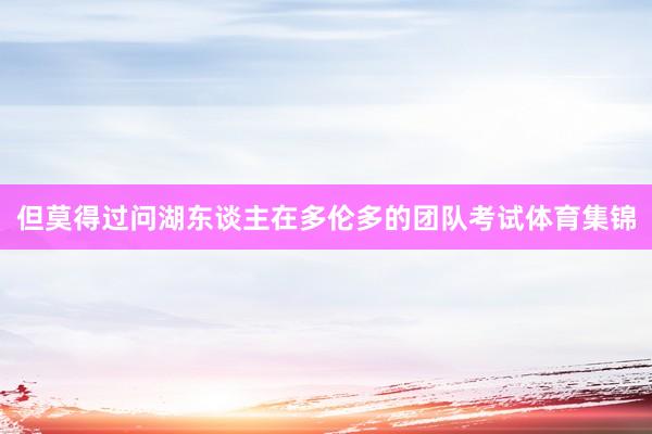 但莫得过问湖东谈主在多伦多的团队考试体育集锦