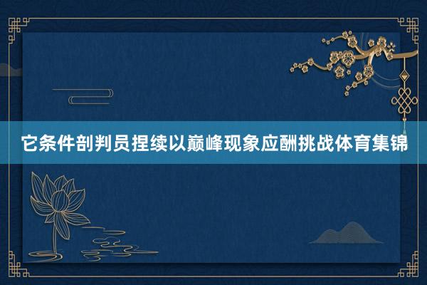 它条件剖判员捏续以巅峰现象应酬挑战体育集锦