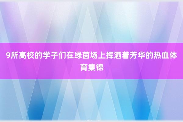 9所高校的学子们在绿茵场上挥洒着芳华的热血体育集锦