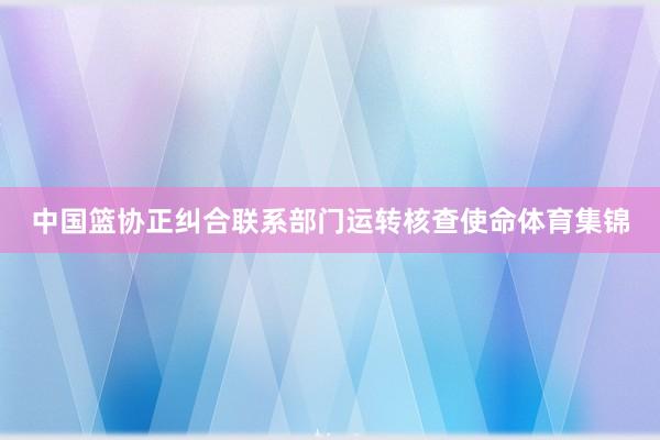 中国篮协正纠合联系部门运转核查使命体育集锦