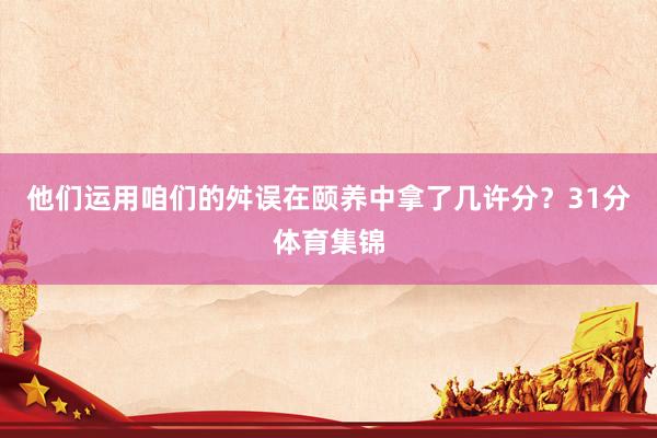 他们运用咱们的舛误在颐养中拿了几许分？31分体育集锦