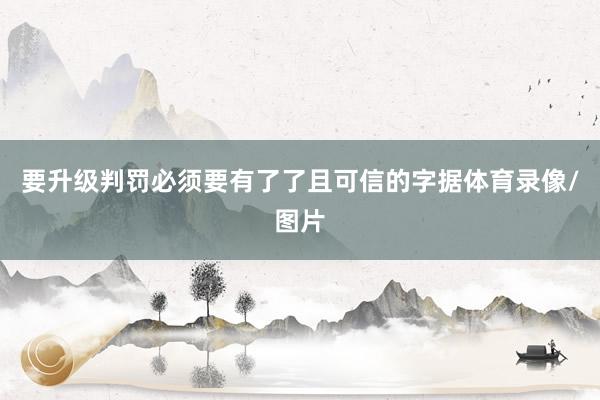 要升级判罚必须要有了了且可信的字据体育录像/图片